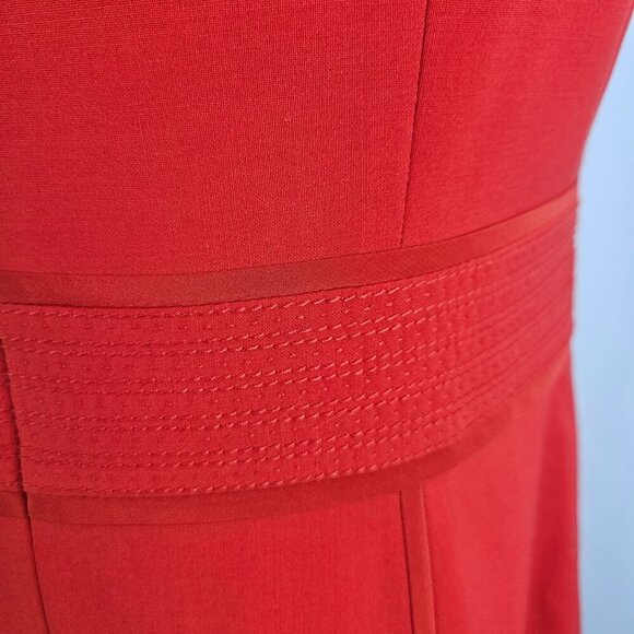 Tory Burch Megan A-Line Red Wool Blend A-Line Dress Cap Sleeves Size 10 - Picture 5 of 11
